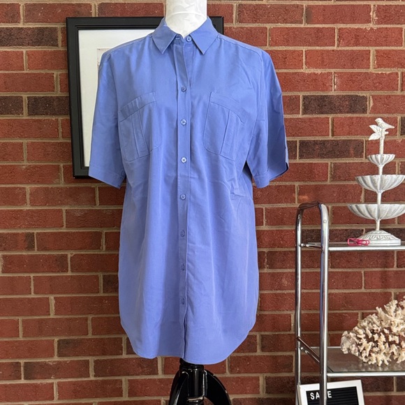 Chico's Tops - Chico's Light Blue Casual Button Down Tunic Shirt